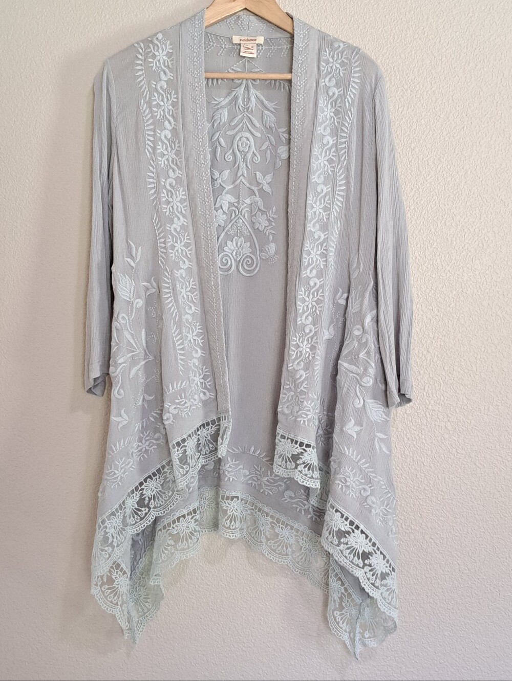 Sundance Long Life Kimono Top Embroidered Boho Large